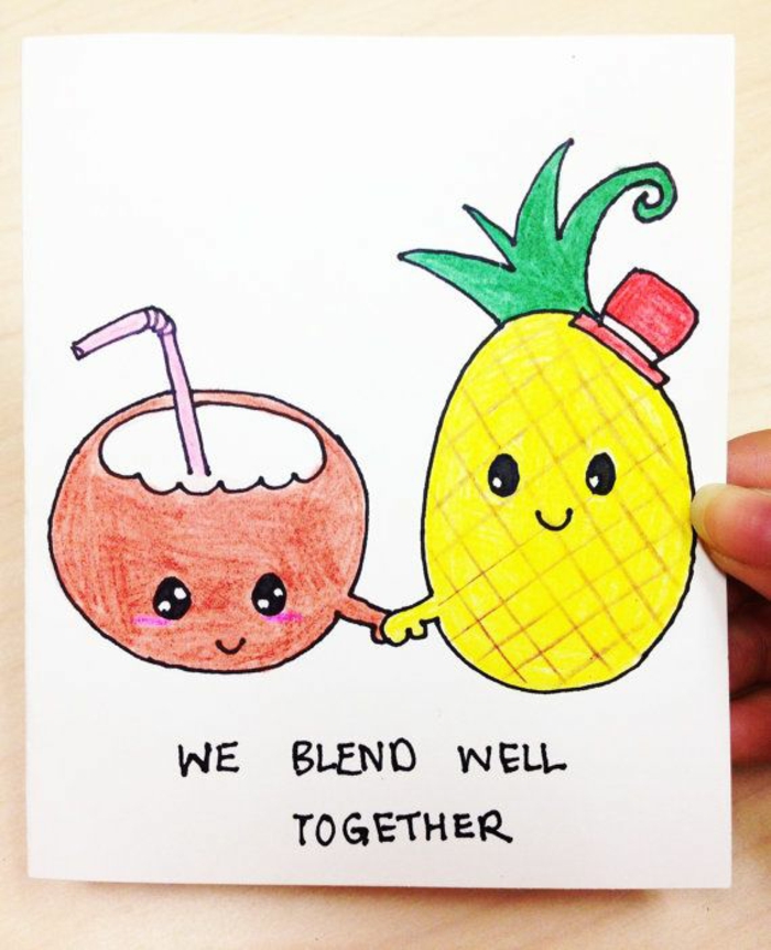 Adorable dessin d amie crayon dessin coloré carte de voeux meilleure amie