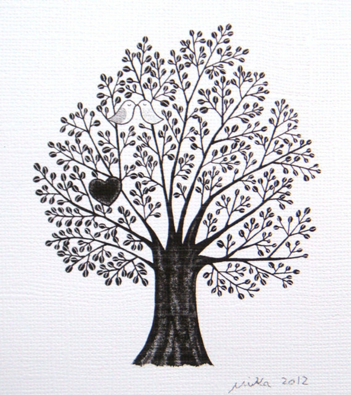 Simple dessin de arbre dessin arbre facile dessin d un arbre coeur oiseaux 