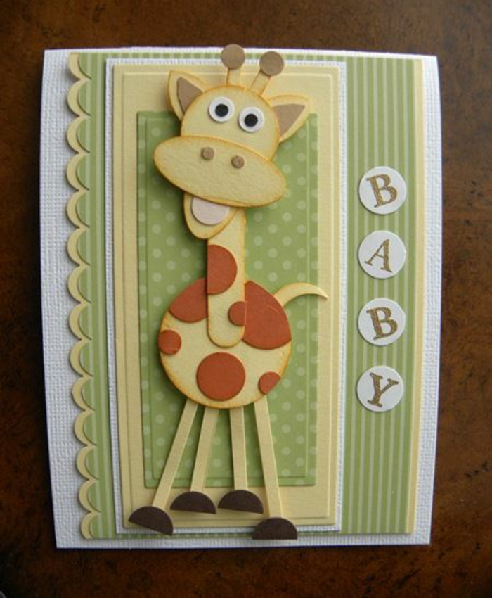 faire part de naissance, girafe amusante découpé pour annoncer la naissance