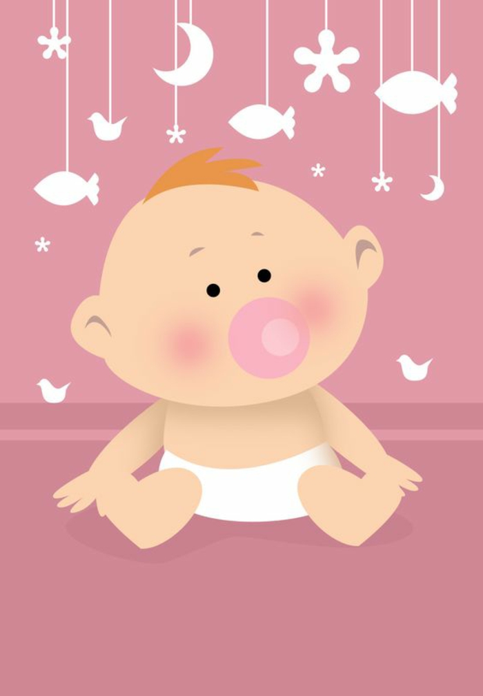 idée fairt part naissance, carte rose pour annoncer qu'un bébé est venu au monde