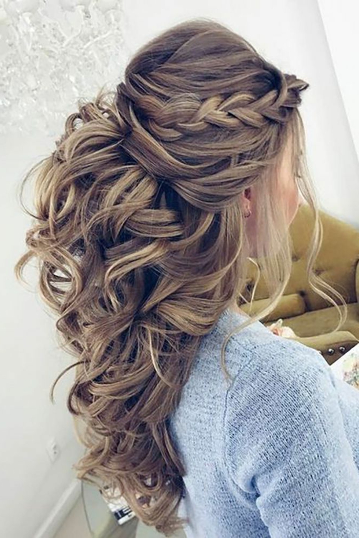  Coiffure  mariage cheveux  mi  long  champetre  Coupe Cheveux  