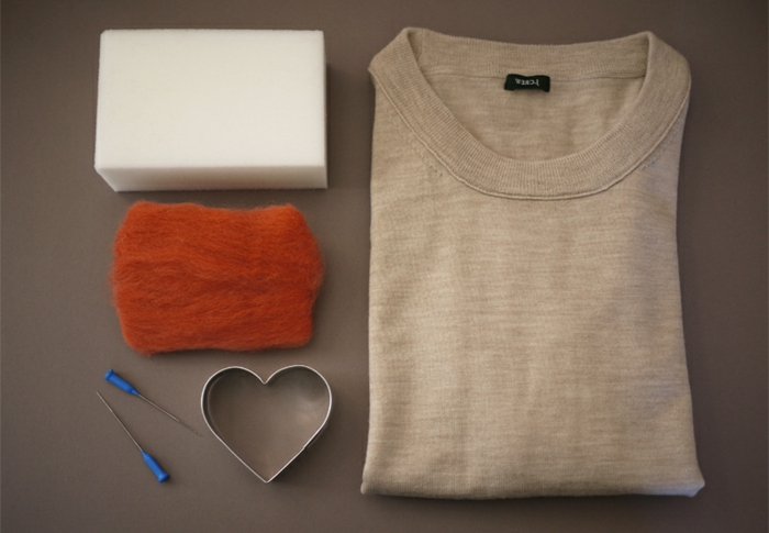 décorer un pull avec des applications en laine feutrée, créer de bonnes décorations pour ses vêtements
