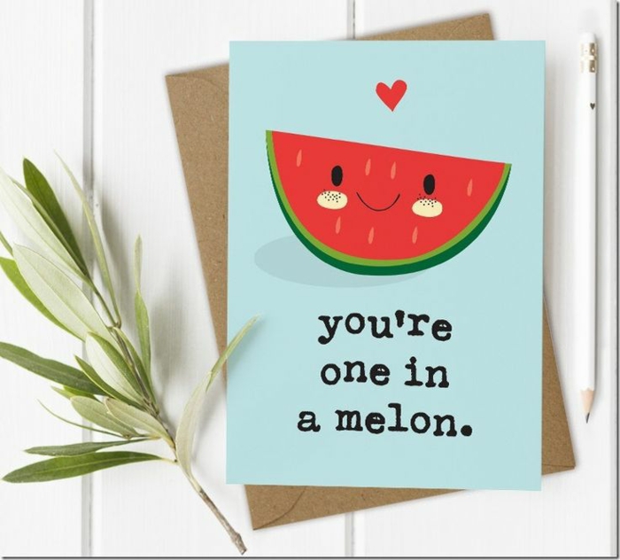 Carte de voeux dessin pour sa meilleure amie idée carte de voeux melon trop mignon