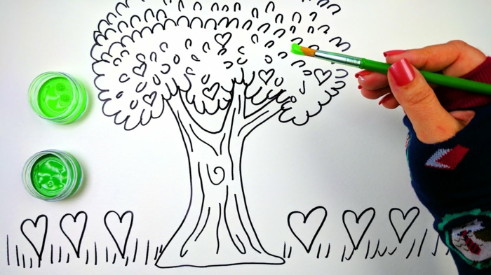 Tronc arbre dessin dessin d arbre facile dessin d arbres vert pour le tronc coeurs 