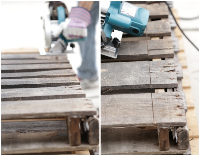 fabriquer tete de lit, étapes à suivre pour démonter les planches de bois de la palette