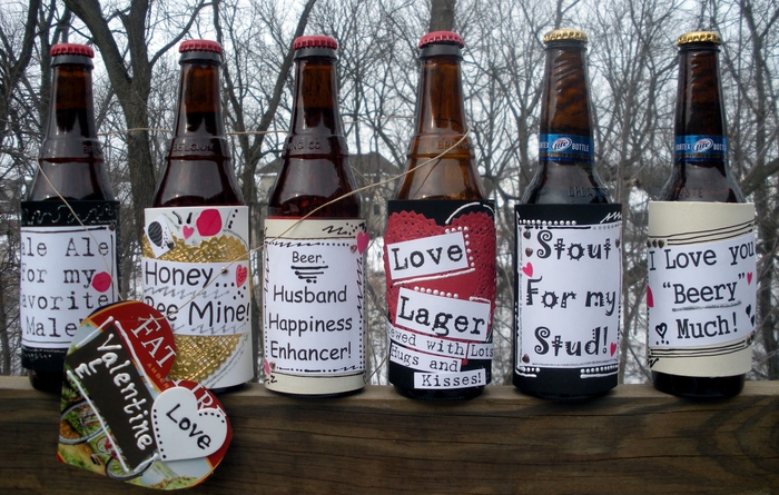 idée cadeau pour homme amateur de la bière, des bouteilles de bières personnalisées avec des étiquettes à messages d'amour