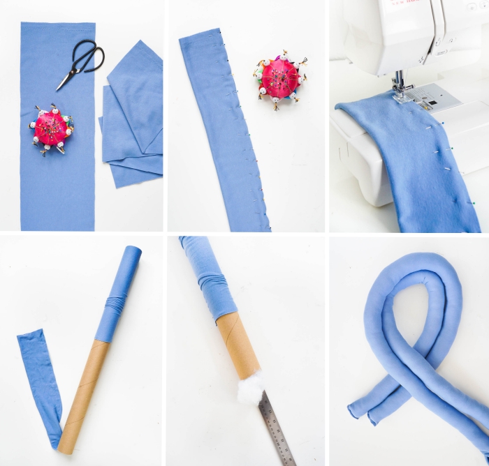 diy déco chambre, projet créatif pour faire un coussin minimaliste en forme noeud avec polyester