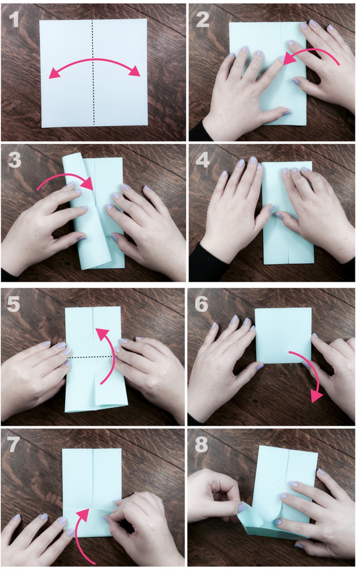  explications en photos pour apprendre à plier un modèle de bateau origami à vapeur, activité ludique et intelligente pour enfants avec papier