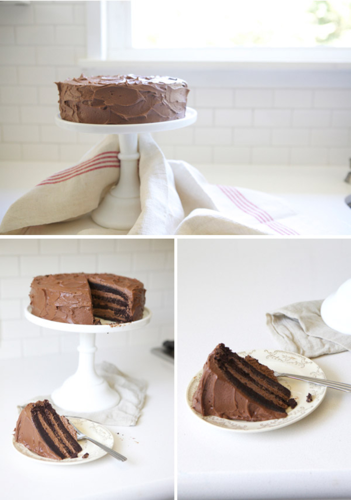 nappage gâteau au chocolat facile, recette de layer cake au chocolat traditionnel avec crème au beurre chocolat