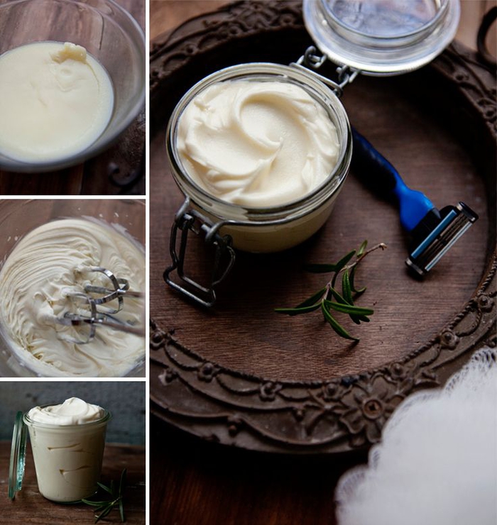 recette de crème à raser faite maison menthe et romarin, un cadeau st valentin original à faire soi-même 