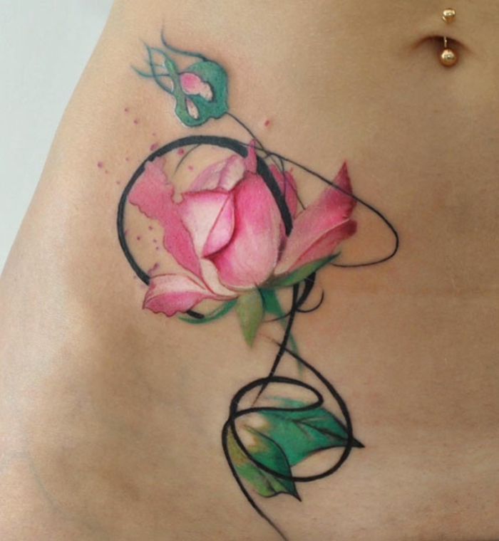 Catalogue tatouages les plus beau tatouage idée tattoo fleur rose coloré tatouage