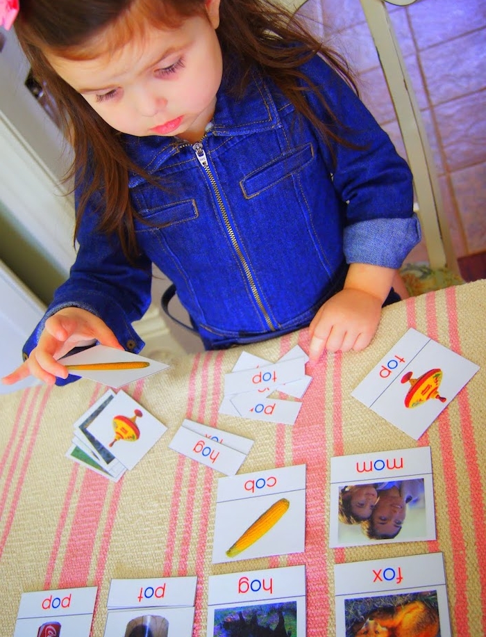 jeu d association pour apprendre l alphabet, associer une image à un texte, activités montessori d apprentissage