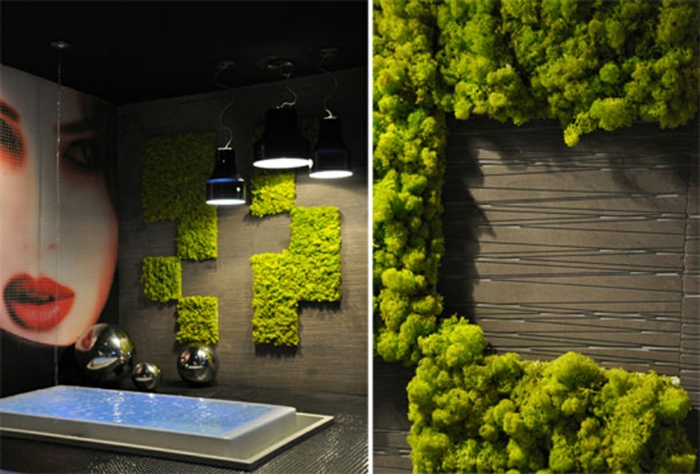 jardin vertical géométrique dans la salle de bain, design moderne d'espace 
