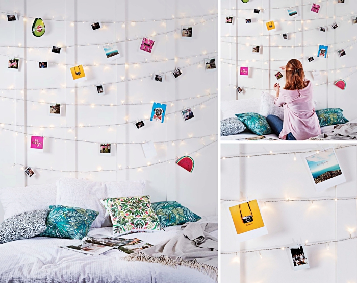 guirlande lumineuse avec photos et images pour créer une deco chambre fille ado parfaite