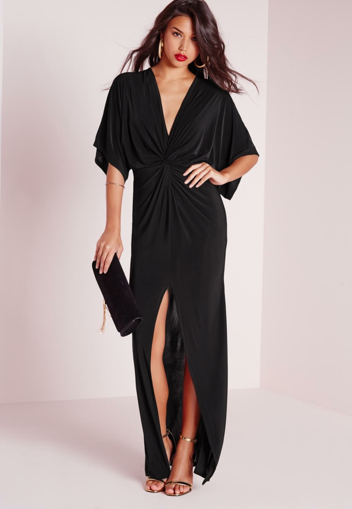 Vintage robe longue noire robe pour noel idée tenue comment s habiller pour une soirée 