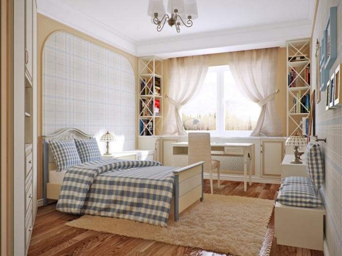 quel meuble chambre choisir pour une déco enfant, aménagement pièce beige avec meubles de bois clair