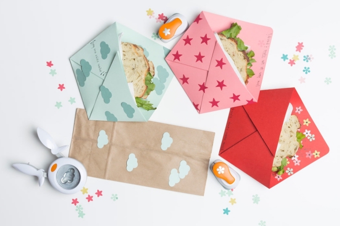 modèles d'enveloppe en papier recyclé et papier coloré pour sandwich, idée décoration d'enveloppe