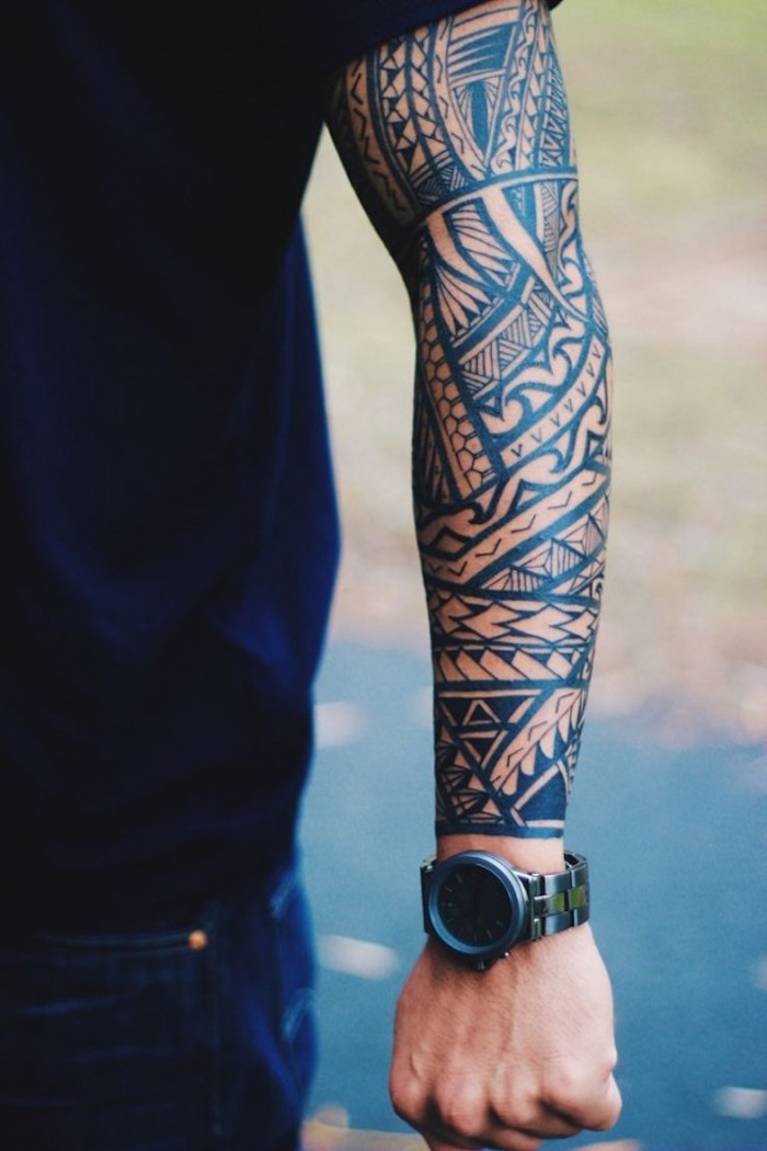 tattoo maori bras entier homme manche tribal