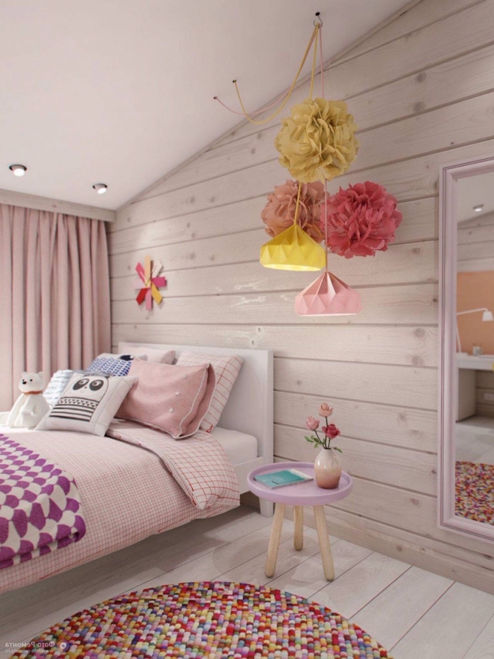 aménagement et deco chambre ado avec créations faciles en papier, chambre fille en rose pastel