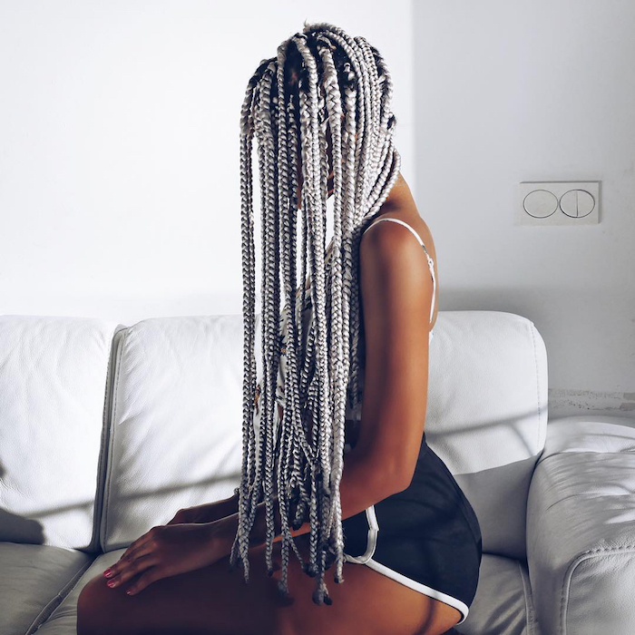 comment faire une tresse africaine longue avec extensions blanches