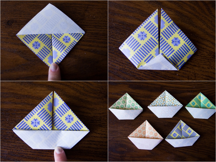 comment faire une simple guirlande de bateaux en papier, pliage papier facile pour la décoration de la maison