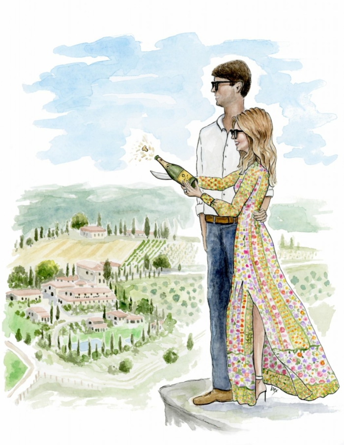 Illustration mariage adorable couple idée dessin pour un mariage annoncer ses fiançailles 