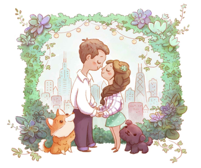 amour-illustration-mariage-idée-dessin-pour-un-mariage-illustration-couple-et-ses-chiens Mariage dessin animé image à imprimer gratuit image couple et ses chiens
