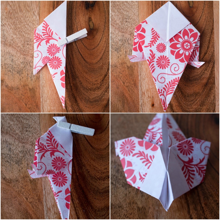un bricolage origami enfant pour fêter le printemps en réalisant de jolisx oiseau en papier aux motifs colorré