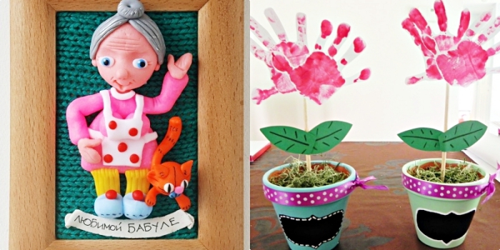 bricolage facile avec cadre photo de bois et figurine diy de pâte coloré pour la fete des mammies, pot à fleur décoré avec fleur diy de papier et empreintes enfants