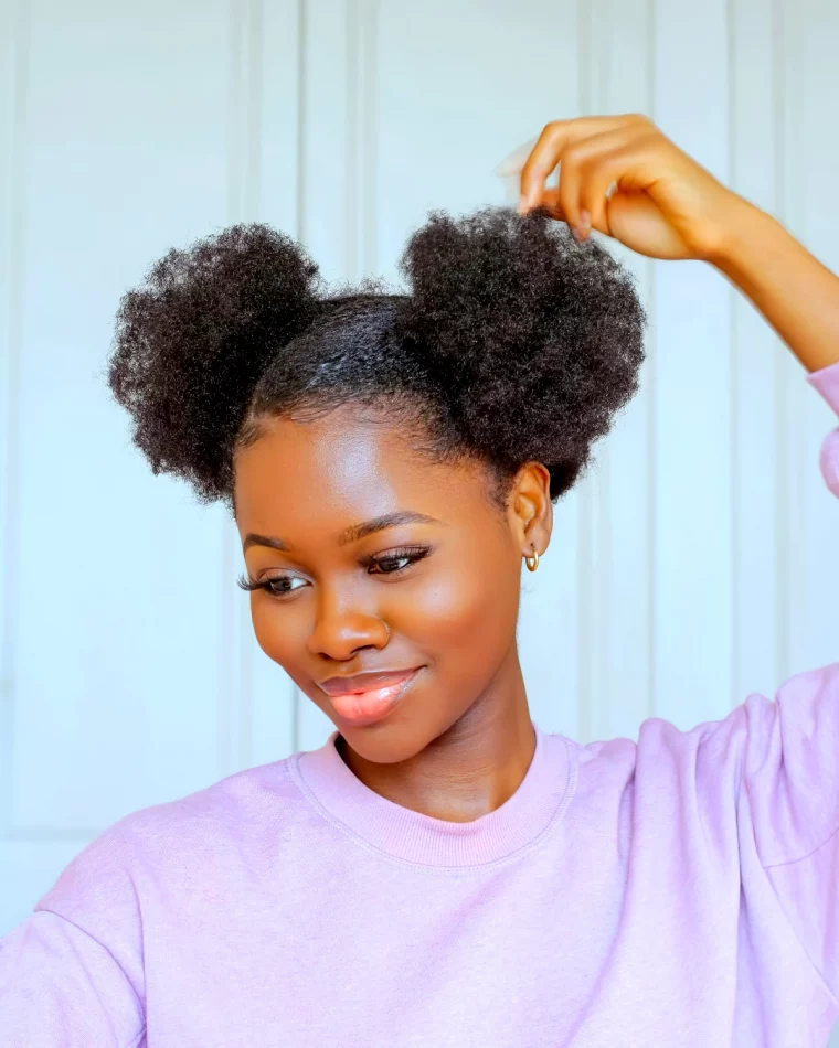 coiffure afro femme deux chignons sur la tete