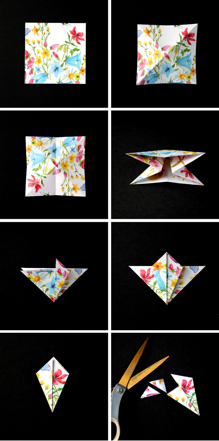 comment faire des origami ornements de noël façon gemmes précieuses aux motifs colorés
