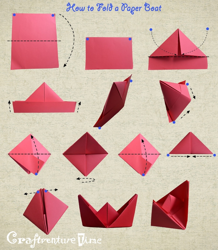tuto pliage papier facile pour réaliser un simple bateau, pliage origami pour débitants