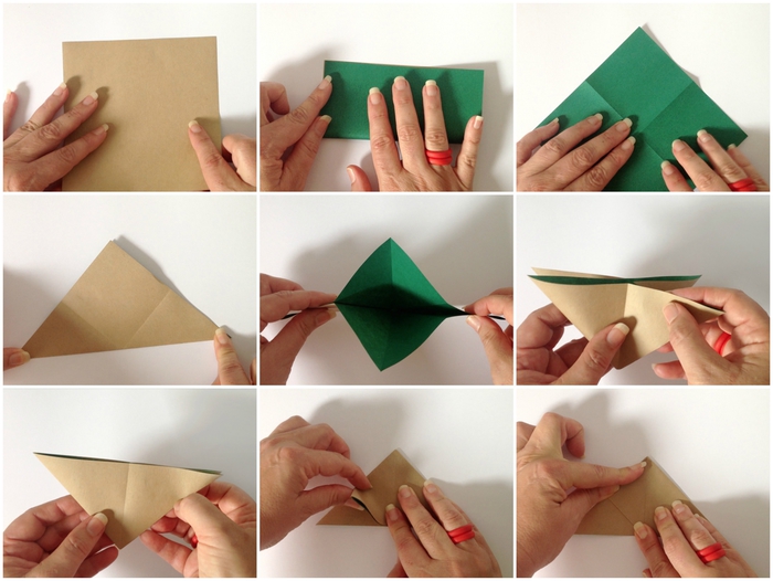 comment faire des origami à suspendre à un mobile déco original, modèle original de lapin origami réalisé en papier bicolore