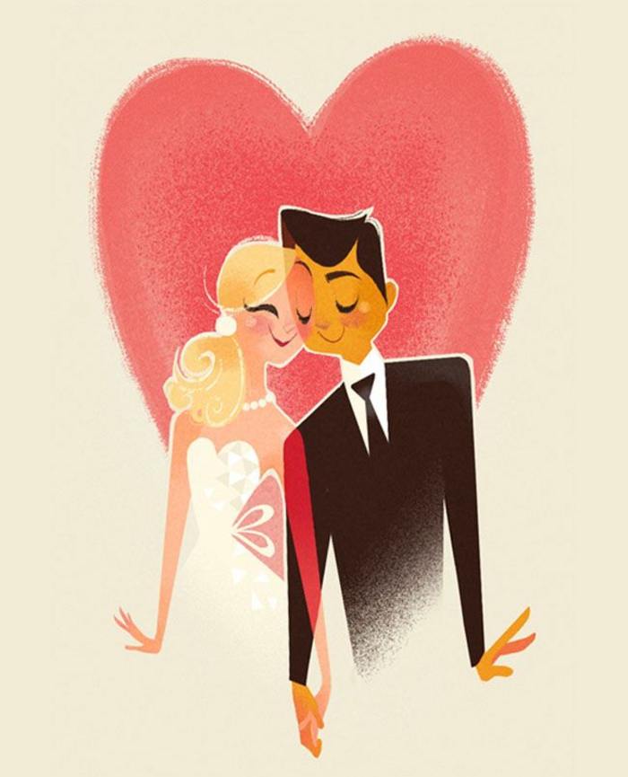 Amour illustration mariage idée dessin pour un mariage adorable couple amoureuse