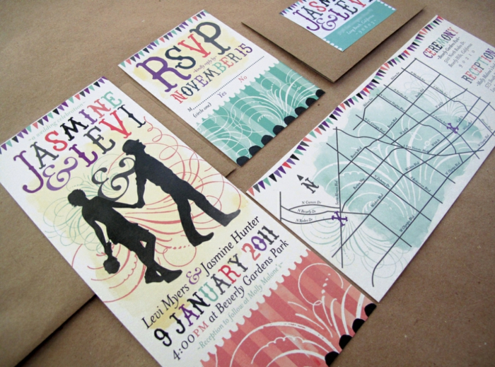 Creative Wedding Invitations For Your Big Day | Weddingfully Unique Wedding Invitations Ideas Illustration pour livret de messe mariage symbole mariés repondez s'il vous plait