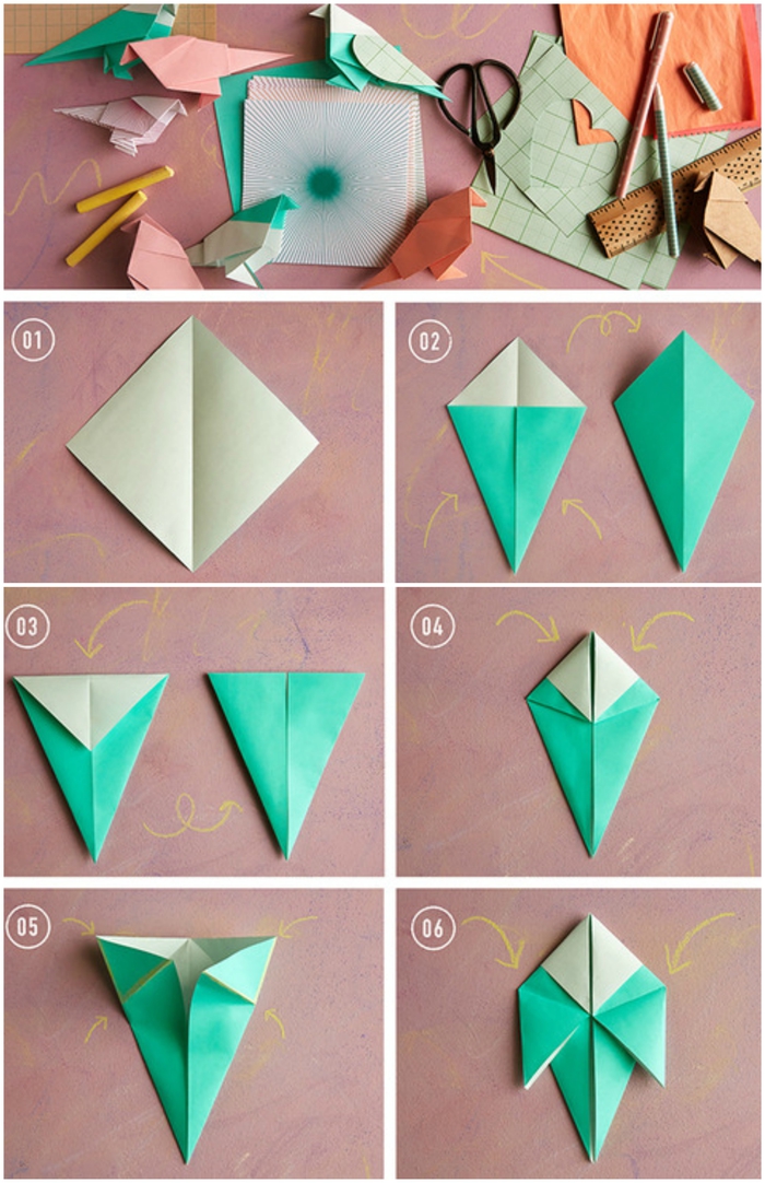 idée pour un bricolage de saint-valentin en papier, tuto d'origami oiseau facile pour créer une décoration festive et romantique