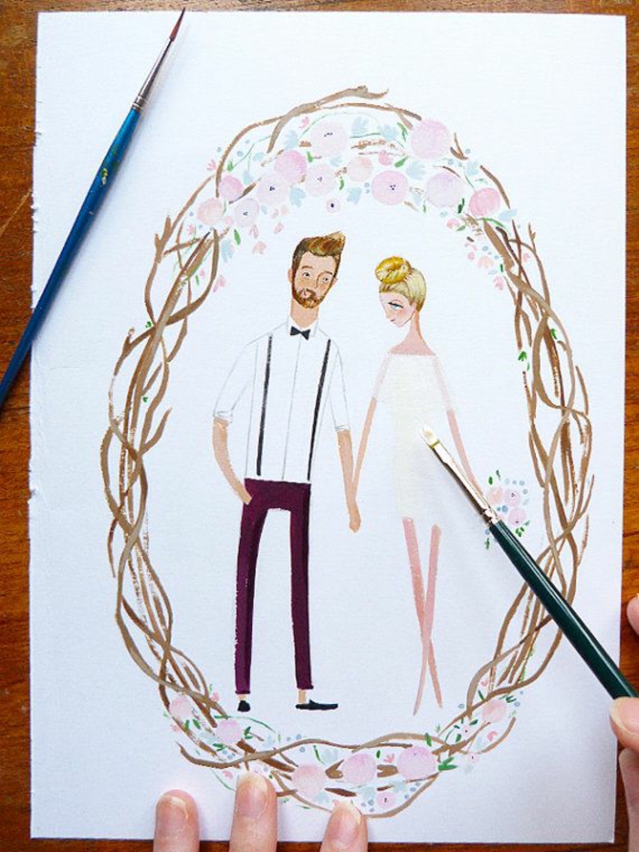Noces image pour un mariage dessin illustration mariés invitation mariage dessin personnalisé 