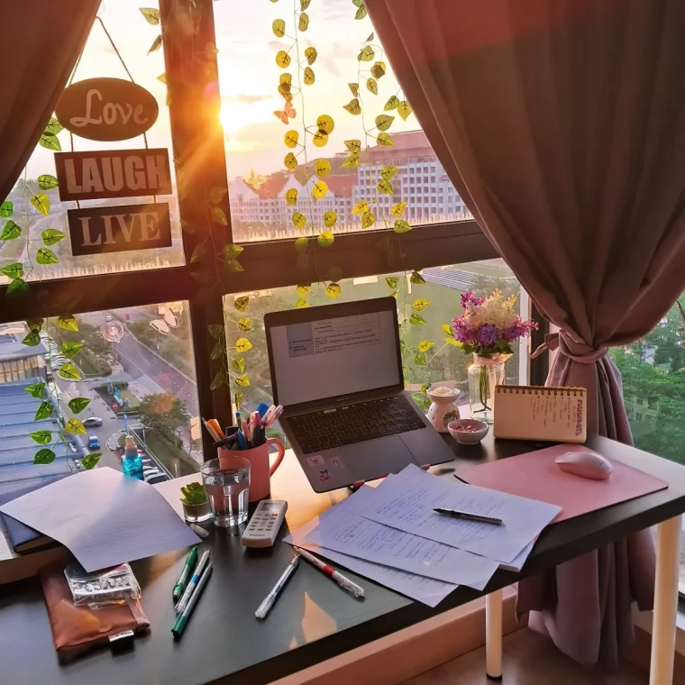 fenetre plantes grimpantes tombantes bureau noir deco pas cher