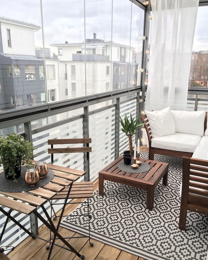 decorer un balcon fermé intérieur, salon de terrasse appartement