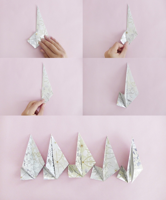  comment réaliser une jolie guirlande de noël façon origami, les étapes du pliage origami d une étoile de noël