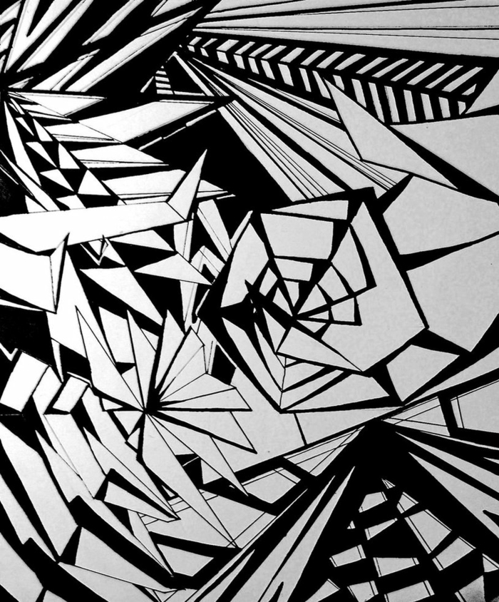 Construction géométrique dessin de géométrie idée abstrait dessin noir et blanc