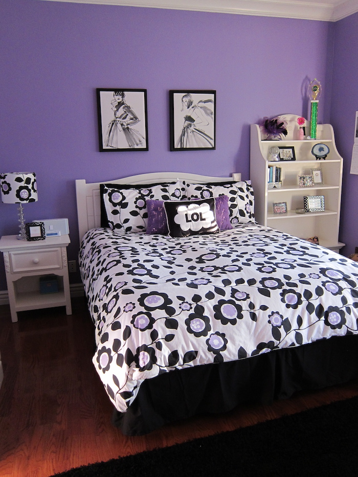 quel mauve couleur pour peindre une chambre, peinture murale violet chambre fille