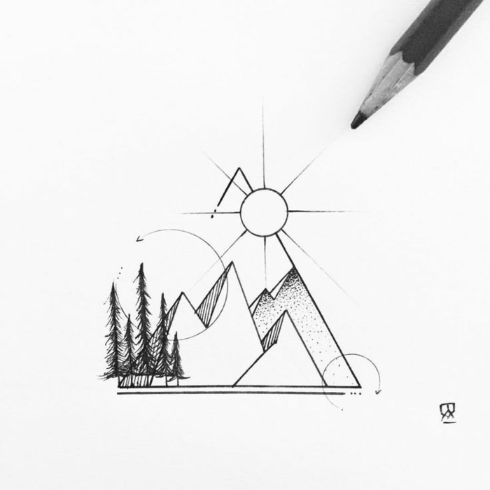 Facile dessin géométrique facile idée comment dessiner montagnes