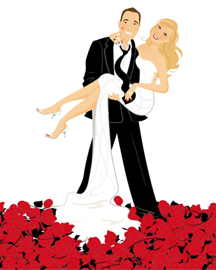 Mariage dessin animé image à imprimer gratuit image couple mignonne 