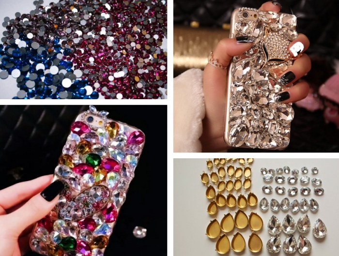 comment personnaliser coque iphone 6 avec strass et cristaux minuscules en différentes couleurs pour faire un portable glamour