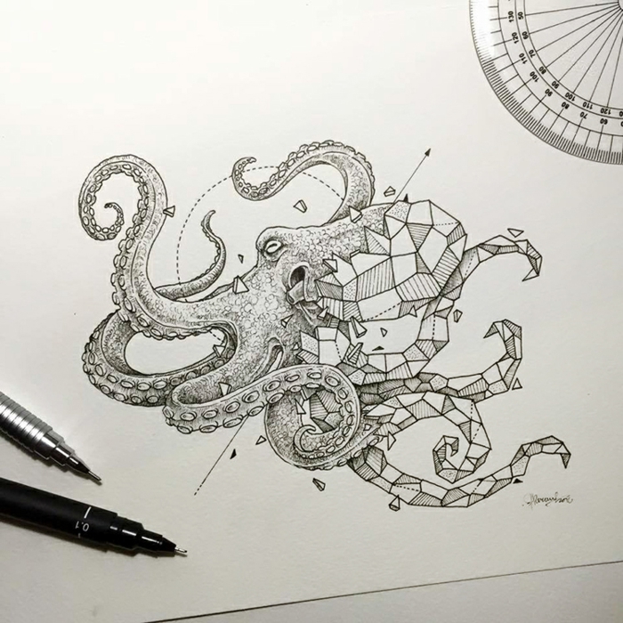 Fleur geometrique dessin geometrique a faire avec une ligne octopus 
