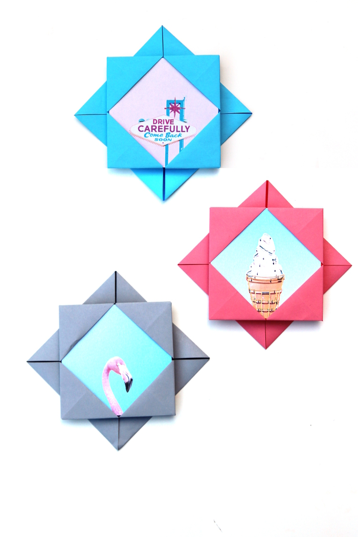 pliage origami pour créer un cadre-photo original que vous pouvez utiliser dans vos projets de scrapbooking