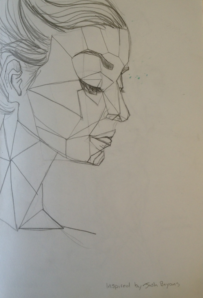 Tirer une ligne dessin avec des formes géométriques portrait