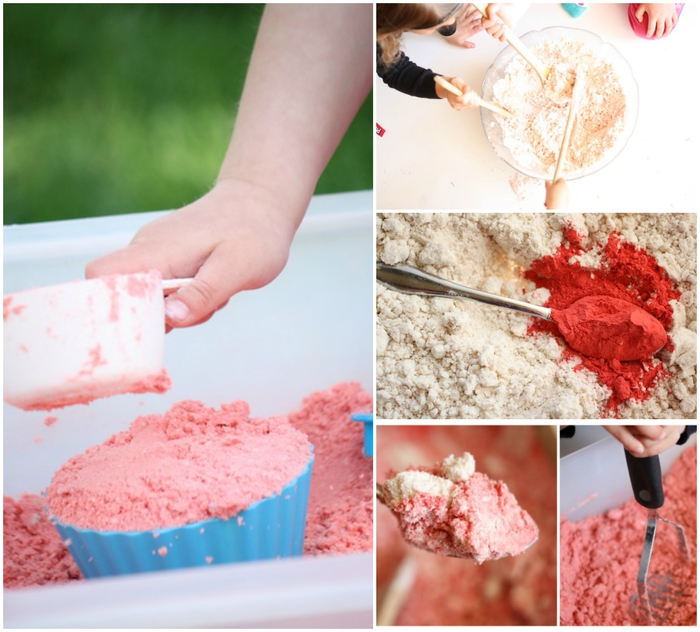 comment faire du sable à modeler coloré facile à manipuler qui est inoffensif pour la santé de l'enfant