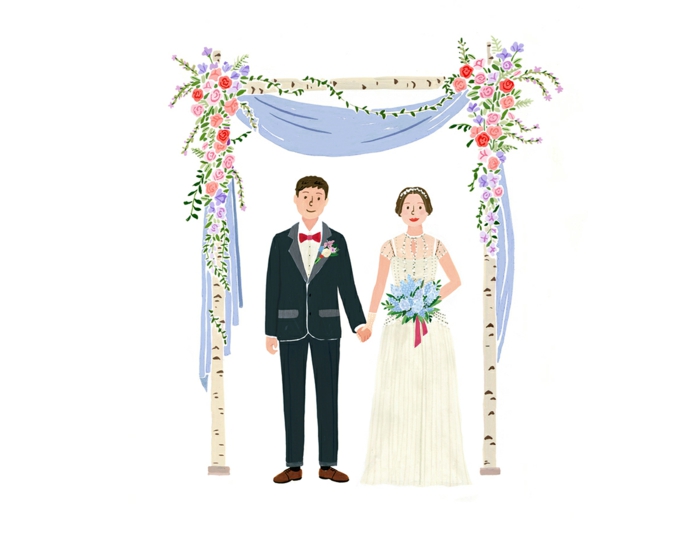 Noces image pour un mariage dessin illustration mariés la couple trop mignonne